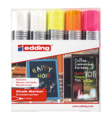 Marcatore a gesso liquido 4090 - punta scalpello - da 4 a 15mm - Edding - astuccio 5 pezzi Marcatore a gesso liquido 4090 - punta scalpello - da 4 a 15mm - Edding - astuccio 5 pezzi