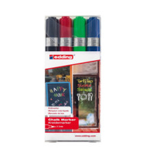 Marcatore a gesso liquido 4095 - punta tonda - da 2 a 3mm - colori assortiti - Edding - astuccio 4 pezzi