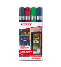 Marcatore a gesso liquido 4095 - punta tonda - da 2 a 3mm - colori assortiti - Edding - astuccio 4 pezzi
