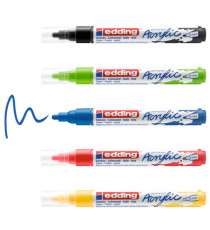 Marcatore permanente acrilico 5100 - punta tonda - da 2 a 3 mm - colori assortiti basic - Edding - conf. 5 pezzi