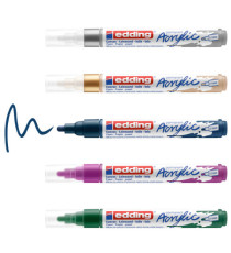Marcatore permanente acrilico 5100 - punta tonda - da 2 a 3 mm - colori assortiti festa - Edding - conf. 5 pezzi Marcatore permanente acrilico 5100 - punta tonda - da 2 a 3 mm - colori assortiti festa - Edding - conf. 5 pezzi