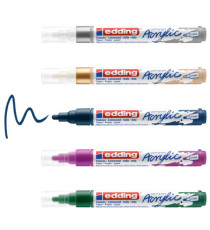 Marcatore permanente acrilico 5100 - punta tonda - da 2 a 3 mm - colori assortiti festa - Edding - conf. 5 pezzi Marcatore permanente acrilico 5100 - punta tonda - da 2 a 3 mm - colori assortiti festa - Edding - conf. 5 pezzi