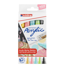 Marcatore permanente acrilico 5100 - punta tonda - da 2 a 3 mm - colori assortiti pastel - Edding - conf. 5 pezzi Marcatore permanente acrilico 5100 - punta tonda - da 2 a 3 mm - colori assortiti pastel - Edding - conf. 5 pezzi