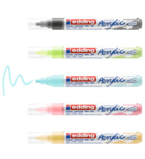 Marcatore permanente acrilico 5100 - punta tonda - da 2 a 3 mm - colori assortiti pastel - Edding - conf. 5 pezzi Marcatore permanente acrilico 5100 - punta tonda - da 2 a 3 mm - colori assortiti pastel - Edding - conf. 5 pezzi