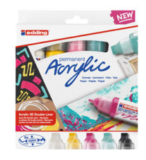 Marcatore permanente acrilico 5400 - doppia punta - colori assortiti - Edding - conf. 5 pezzi