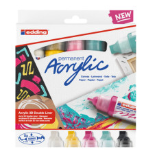 Marcatore permanente acrilico 5400 - doppia punta - colori assortiti - Edding - conf. 5 pezzi