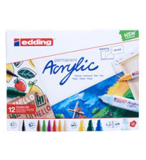 Marcatore permanente acrilico Creative Set - punta tonda e scalpello - colori assortiti - Edding - conf. 12 pezzi Marcatore permanente acrilico Creative Set - punta tonda e scalpello - colori assortiti - Edding - conf. 12 pezzi