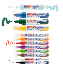 Marcatore permanente acrilico Creative Set - punta tonda e scalpello - colori assortiti - Edding - conf. 12 pezzi Marcatore permanente acrilico Creative Set - punta tonda e scalpello - colori assortiti - Edding - conf. 12 pezzi