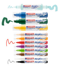 Marcatore permanente acrilico Creative Set - punta tonda e scalpello - colori assortiti - Edding - conf. 12 pezzi Marcatore permanente acrilico Creative Set - punta tonda e scalpello - colori assortiti - Edding - conf. 12 pezzi