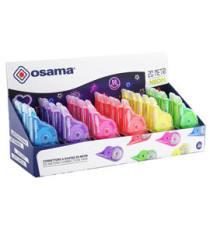 Correttore a nastro 20 Metri - 5 mm x 20 m - involucro colori assortiti Neon - Osama - conf. 36 pezzi Correttore a nastro 20 Metri - 5 mm x 20 m - involucro colori assortiti Neon - Osama - conf. 36 pezzi