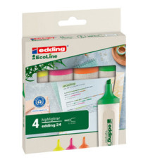 Evidenziatore 24 EcoLine - punta scalpello - da 2 a 5 mm - colori assortiti - Edding - astuccio 4 pezzi
