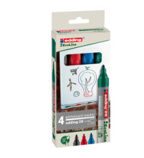 Marcatore per lavagne bianche 28 EcoLine - punta conica - da 1,5 a 3 mm - colori assortiti - Edding - astuccio 4 pezzi