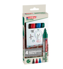 Marcatore per lavagne bianche 28 EcoLine - punta conica - da 1,5 a 3 mm - colori assortiti - Edding - astuccio 4 pezzi