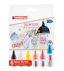 Marcatore per vetro 95 - punta tonda - da 1,5 a 3 mm - colori assortiti - Edding - conf. 6 pezzi Marcatore per vetro 95 - punta tonda - da 1,5 a 3 mm - colori assortiti - Edding - conf. 6 pezzi