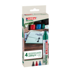 Marcatore permanente 21 Ecoline - punta conica - da 1,5 a 3 mm - colori assortiti - Edding - conf. 4 pezzi
