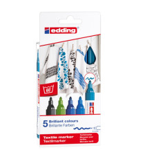 Marcatore per tessuto 4500 - punta tonda - da 2 a 3mm - colori assortiti freddi - Edding - astuccio 5 pezzi Marcatore per tessuto 4500 - punta tonda - da 2 a 3mm - colori assortiti freddi - Edding - astuccio 5 pezzi