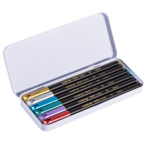 Pennarello 1200 - punta fibra tonda - 1 mm - colori assortiti metallic  - Edding - astuccio metallo da  6 pezzi Pennarello 1200 - punta fibra tonda - 1 mm - colori assortiti metallic  - Edding - astuccio metallo da  6 pezzi
