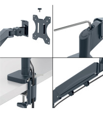 Braccio salvaspazio  - per 2 monitor & laptop - grigio scuro - Leitz Braccio salvaspazio  - per 2 monitor & laptop - grigio scuro - Leitz