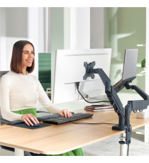 Braccio salvaspazio  - per 2 monitor & laptop - grigio scuro - Leitz Braccio salvaspazio  - per 2 monitor & laptop - grigio scuro - Leitz