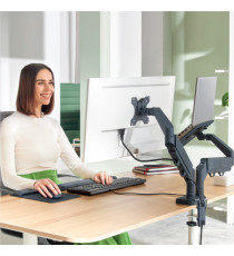 Braccio salvaspazio  - per 2 monitor & laptop - grigio scuro - Leitz Braccio salvaspazio  - per 2 monitor & laptop - grigio scuro - Leitz