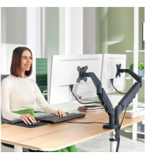 Braccio salvaspazio - per 2 monitor - grigio scuro - Leitz Braccio salvaspazio - per 2 monitor - grigio scuro - Leitz