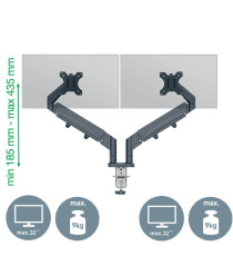 Braccio salvaspazio - per 2 monitor - grigio scuro - Leitz Braccio salvaspazio - per 2 monitor - grigio scuro - Leitz