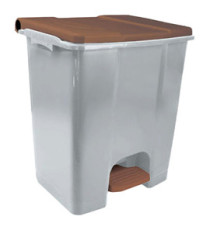 Contenitore mobile Ecoconti - a pedale - 60 L - plastica riciclata - grigio/marrone - Medial Contenitore mobile Ecoconti - a pedale - 60 L - plastica riciclata - grigio/marrone - Medial
