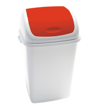 Pattumiera con coperchio basculante Rif - 44x33x68 cm - 50 L - bianco/rosso - Medial