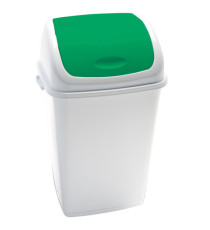 Pattumiera con coperchio basculante Rif - 44x33x68 cm - 50 L - bianco/verde - Medial