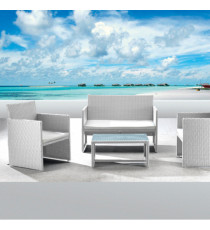 Salotto Valencia - bianco/grigio - Garden Friend - set 4 elementi