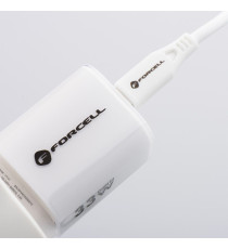 Pack caricabatterie da muro 2 porte USB-A e USB-C 33W white Forcell F-Energy Crystal VT-41 cavo type-c PD QC4.0 tecnologia GaN3