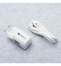 Pack caricabatterie da muro 2 porte USB-A e USB-C 33W white Forcell F-Energy Crystal VT-41 cavo type-c PD QC4.0 tecnologia GaN3