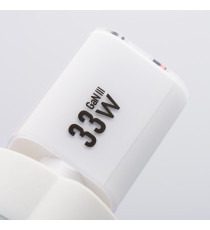 Pack caricabatterie da muro 2 porte USB-A e USB-C 33W white Forcell F-Energy Crystal VT-41 cavo type-c PD QC4.0 tecnologia GaN3