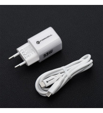 Pack caricabatterie da muro 2 porte USB-A e USB-C 33W white Forcell F-Energy Crystal VT-41 cavo type-c PD QC4.0 tecnologia GaN3