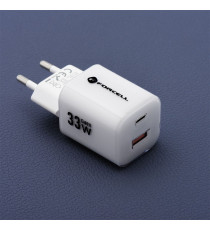 Pack caricabatterie da muro 2 porte USB-A e USB-C 33W white Forcell F-Energy Crystal VT-41 cavo type-c PD QC4.0 tecnologia GaN3