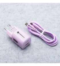 Pack caricabatterie da muro 2 porte USB-A e USB-C 33W purple Forcell F-Energy Crystal VT-41 cavo type-c PD QC4.0 tecnologia GaN3