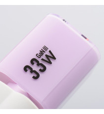 Pack caricabatterie da muro 2 porte USB-A e USB-C 33W purple Forcell F-Energy Crystal VT-41 cavo type-c PD QC4.0 tecnologia GaN3