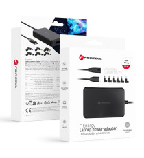 Alimentatore universale notebook Forcell F-Energy E856 da 65 W (6 adattatori e 1 presa type-c) Ricarica rapida Power Delivery