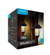 Lampada applique solare da parete WS136 led 70 lumen 2700K luce calda 180x270mm IP44 lampione con pannello incorporato Lampada applique solare da parete WS136 led 70 lumen 2700K luce calda 180x270mm IP44 lampione con pannello incorporato