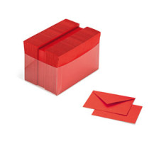 Scatola 100 cartoncini (200gr) + 100 buste (90gr) - rosso - formato 4 - Favini