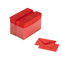 Scatola 100 cartoncini (200gr) + 100 buste (90gr) - rosso - formato 4 - Favini