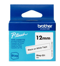 Brother - Nastro -  Nero/Bianco - BTAG231 - 12mm x 4mt Brother - Nastro -  Nero/Bianco - BTAG231 - 12mm x 4mt