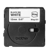 Brother - Nastro -  Nero/Bianco - BTAG231 - 12mm x 4mt Brother - Nastro -  Nero/Bianco - BTAG231 - 12mm x 4mt