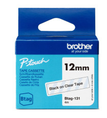 Brother - Nastro adesivo - Nero/Trasparente - 12mm x 4mt - BTAG131