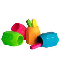 Portapenne Monocromo - 9,5 x 7,5 x 7 cm - silicone soft touch - colori fluo assortiti - Pigna