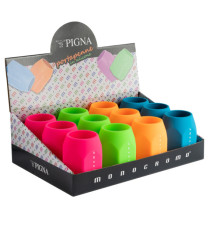 Portapenne Monocromo - 9,5 x 7,5 x 7 cm - silicone soft touch - colori fluo assortiti - Pigna