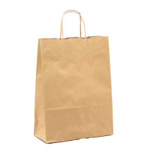 Shopper - maniglie cordino - 18 x 8 x 24 cm - carta biokraft - avana - Mainetti Bags - conf. 25 pezzi