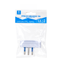 Spina piatta 10A 250V SPA11 2P+T bianca max 1500W - tipo italiana - costruita con materiali di altaqualità - certificazione CE