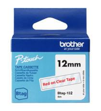 Brother - Nastro adesivo - Rosso/Trasparente - 12mm x 4mt - BTAG132 Brother - Nastro adesivo - Rosso/Trasparente - 12mm x 4mt - BTAG132