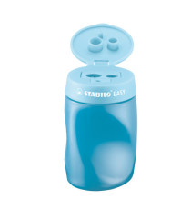 Temperamatite Easy con contenitore  - 3 fori - ergonomico - blu - per mancini - Stabilo